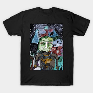 RobotMask NFT with AbstractEye Color and GlassSkin Color - Mystery Night Background T-Shirt